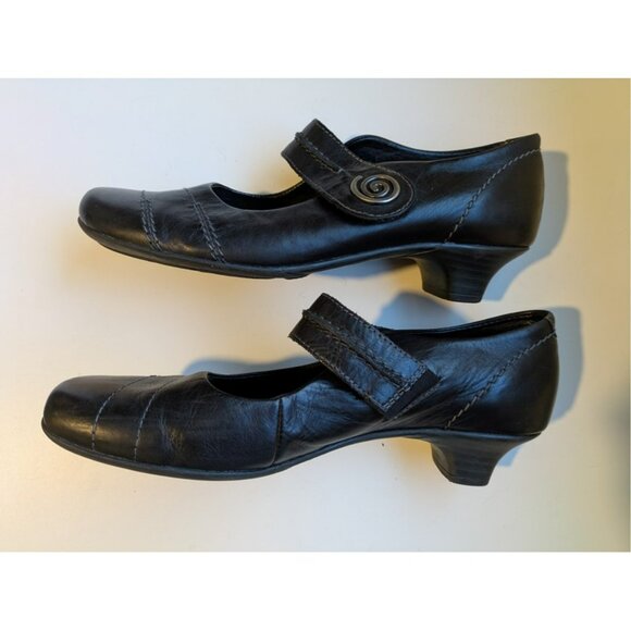 Remonte Dorndorf Black Leather Mary Janes with Kitten Heels & Silver Spirals 39 - Picture 3 of 9